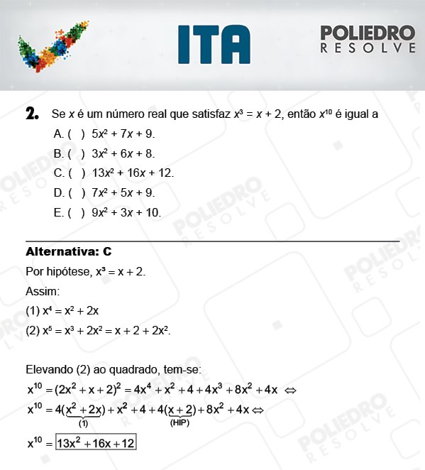 Questão 2 - Matemática - ITA 2018