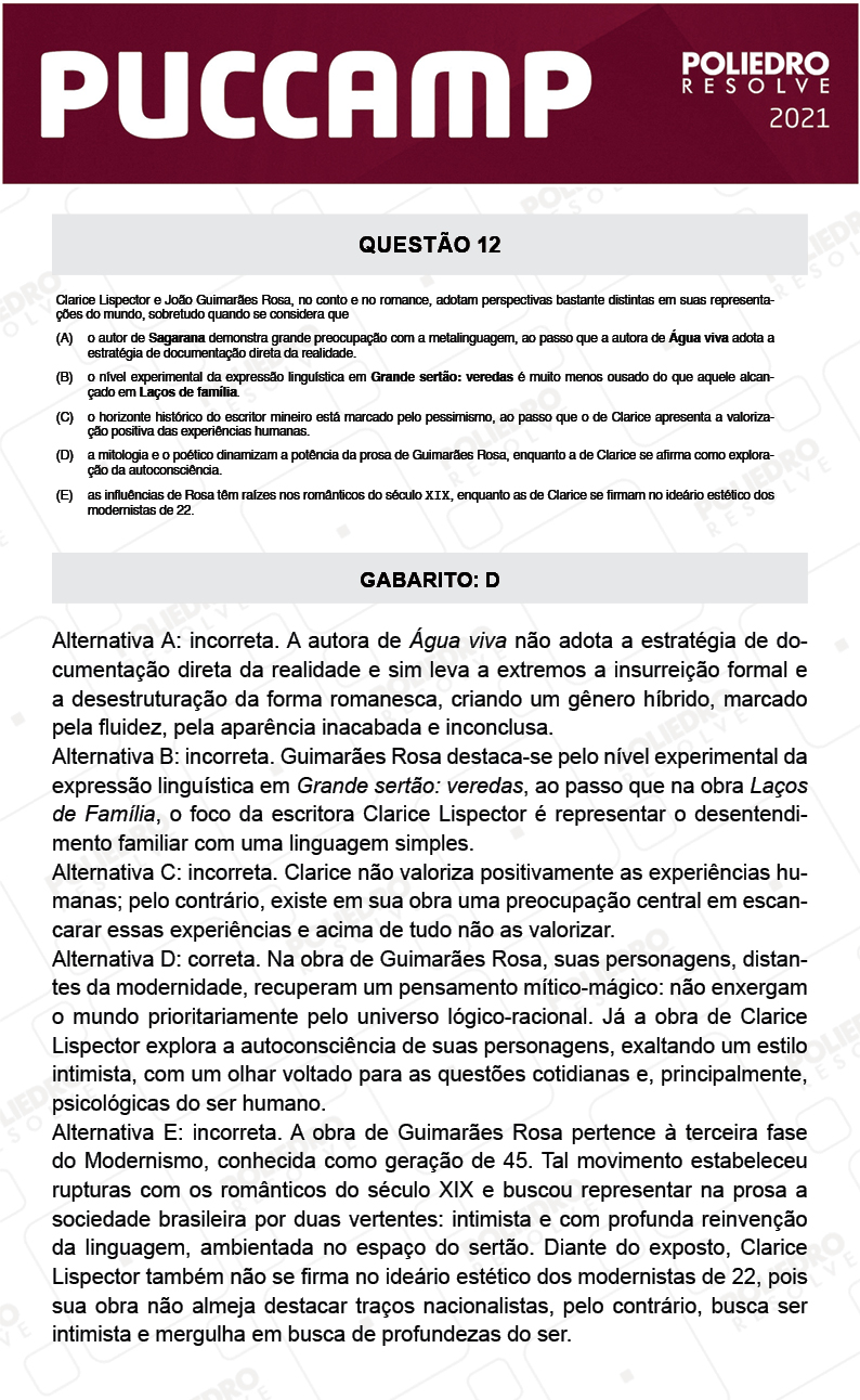 Questão 12 - MEDICINA - PUC-Campinas 2021