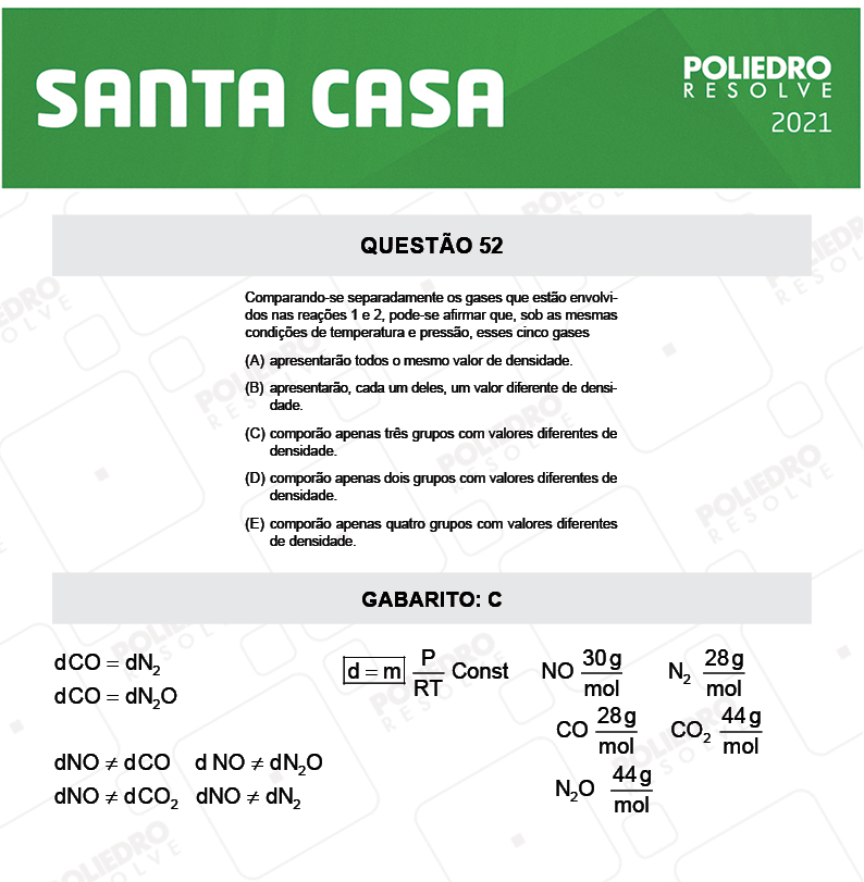 Questão 52 - 1º Dia - SANTA CASA 2021