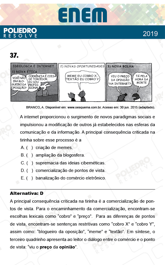 Questão 37 - 1º Dia - Prova AMARELA - ENEM 2018