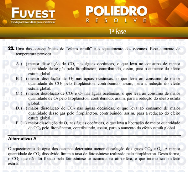 Questão 22 - 1ª Fase - FUVEST 2012