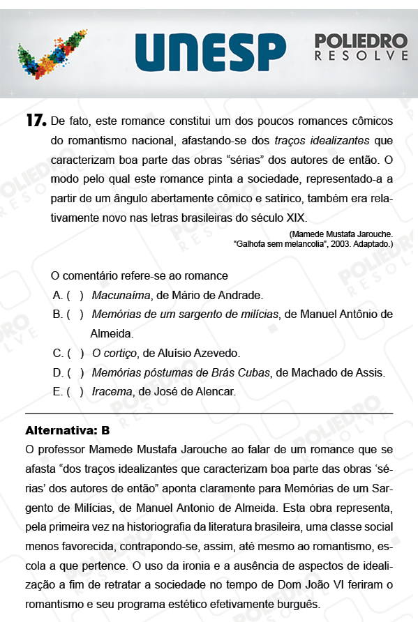 Questão 17 - 1ª Fase - PROVA 4 - UNESP 2018