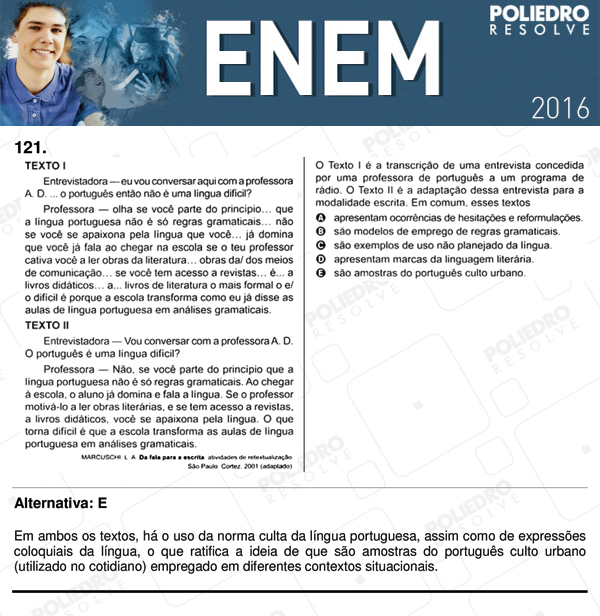 Questão 121 - 2º dia (PROVA CINZA) - ENEM 2016