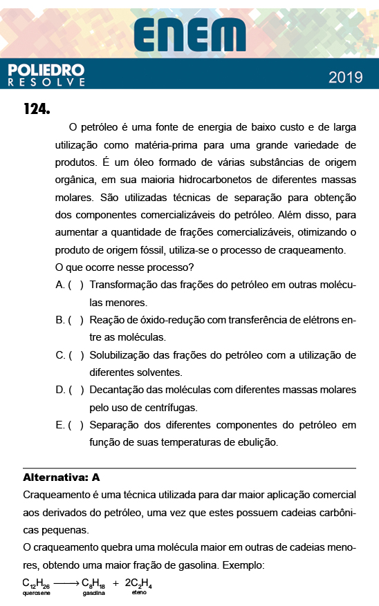 Questão 124 - 2º Dia - Prova AZUL - ENEM 2018