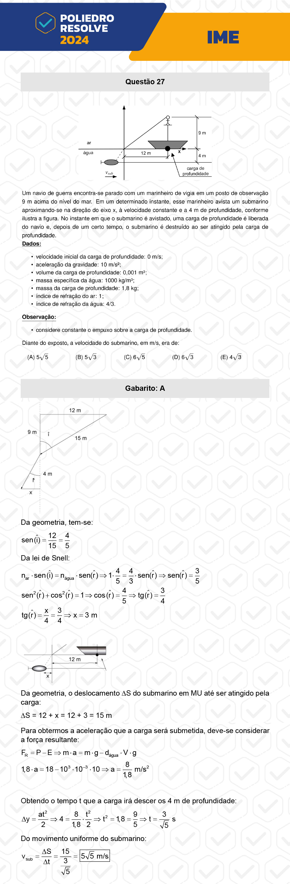 Questão 27 - 1ª Fase - IME 2024