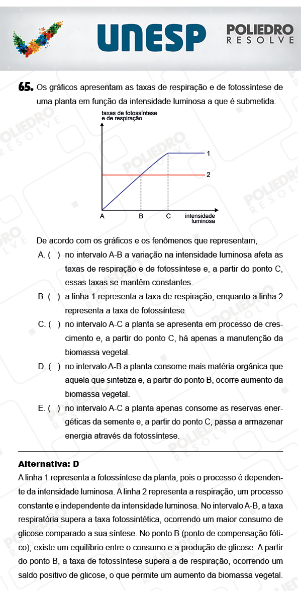 Questão 65 - 1ª Fase - PROVA 4 - UNESP 2018