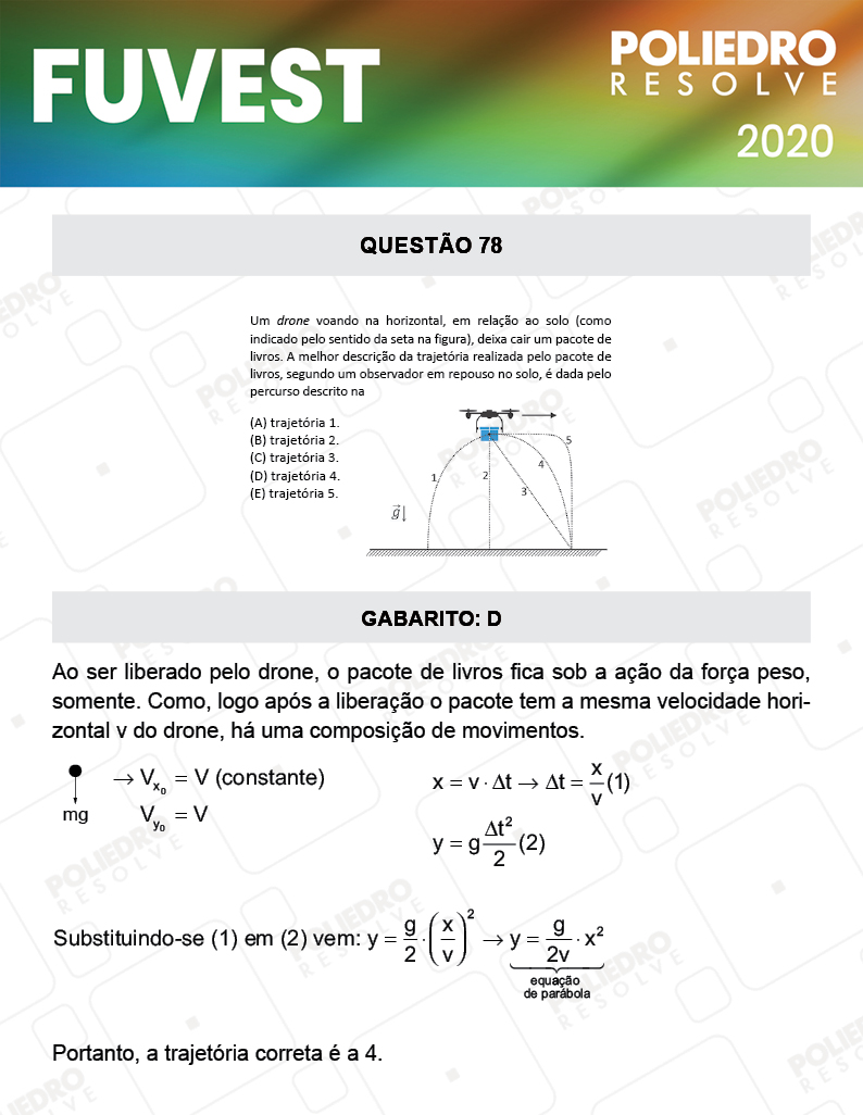 Questão 78 - 1ª Fase - Prova V - FUVEST 2020