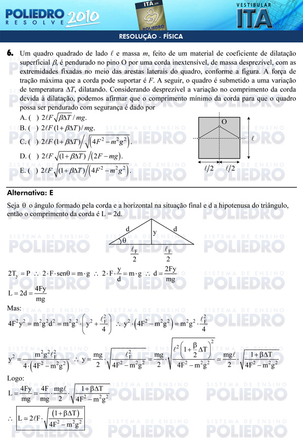 Questão 6 - Física - ITA 2010