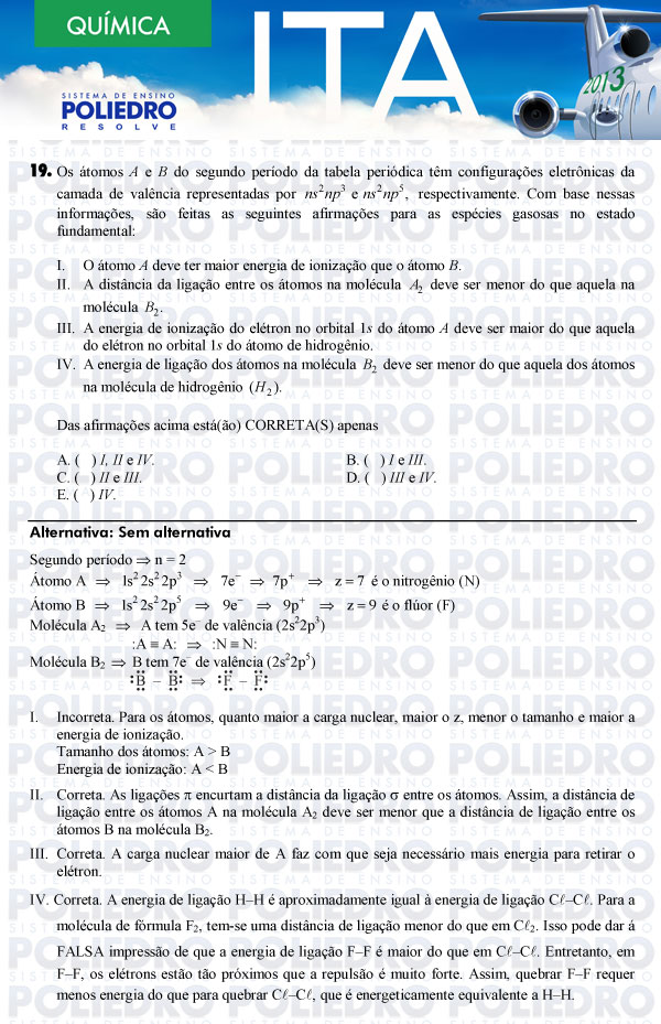 Questão 19 - Química - ITA 2013