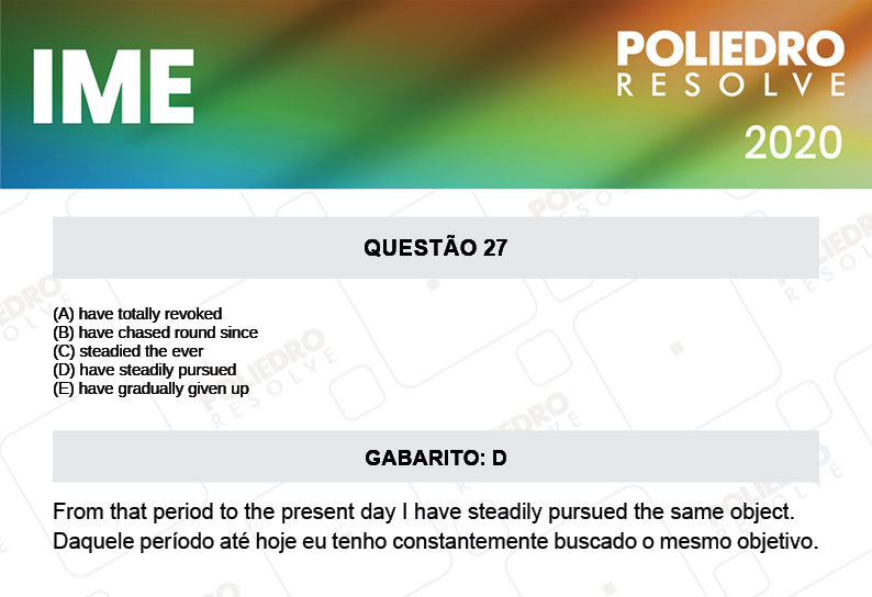 Questão 27 - 2ª Fase - Português/Inglês - IME 2020