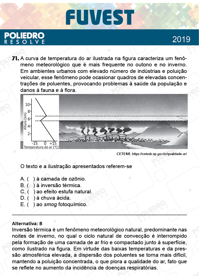 Questão 71 - 1ª Fase - Prova Q - FUVEST 2019