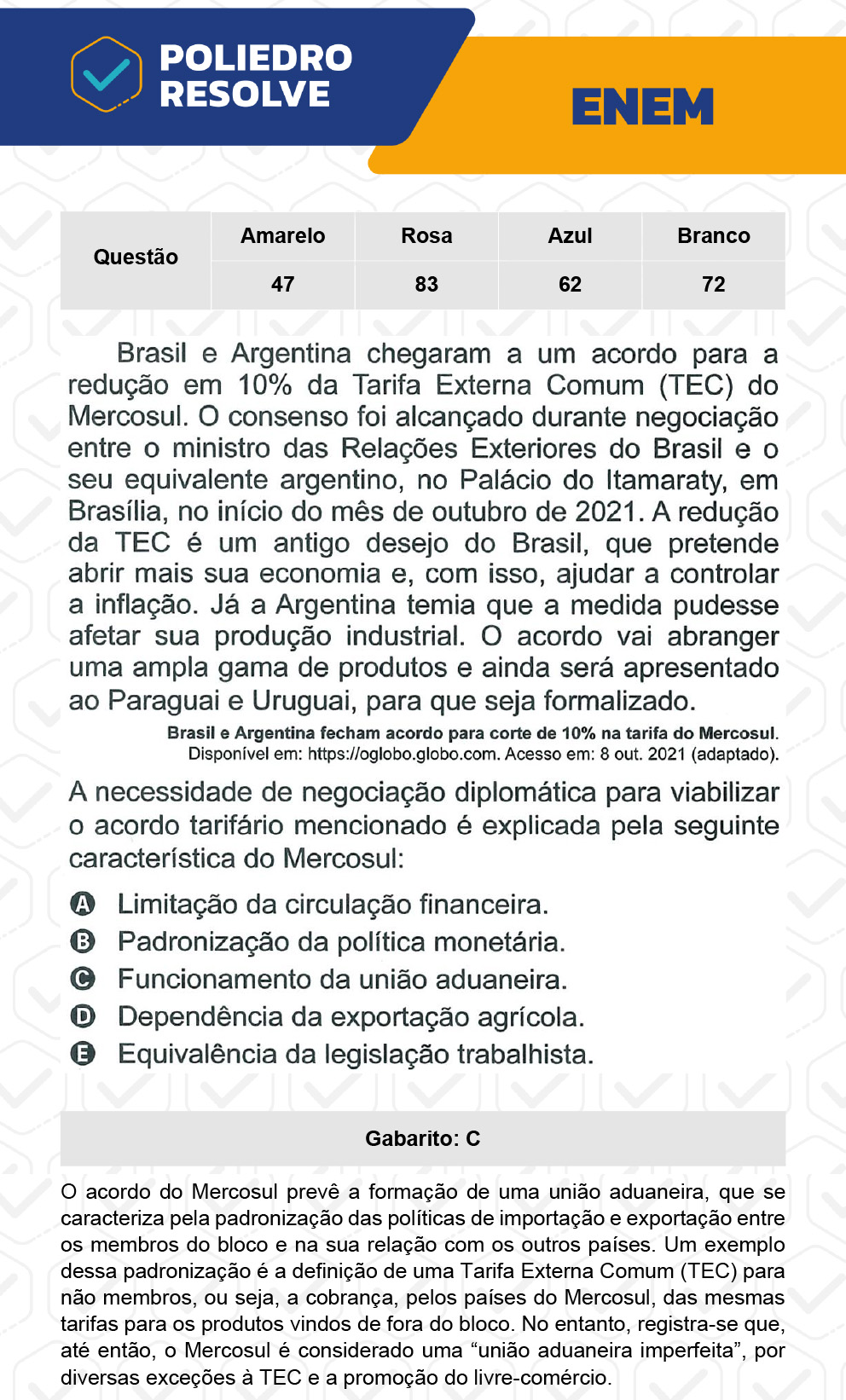 Questão 72 - 1º Dia - Prova Branca - ENEM 2022