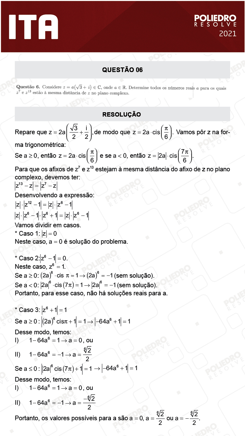 Dissertação 6 - 2ª Fase - 1º Dia - Mat/Quí - ITA 2021