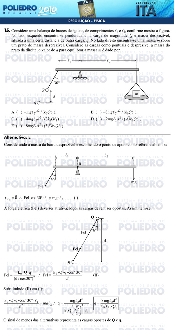 Questão 15 - Física - ITA 2010