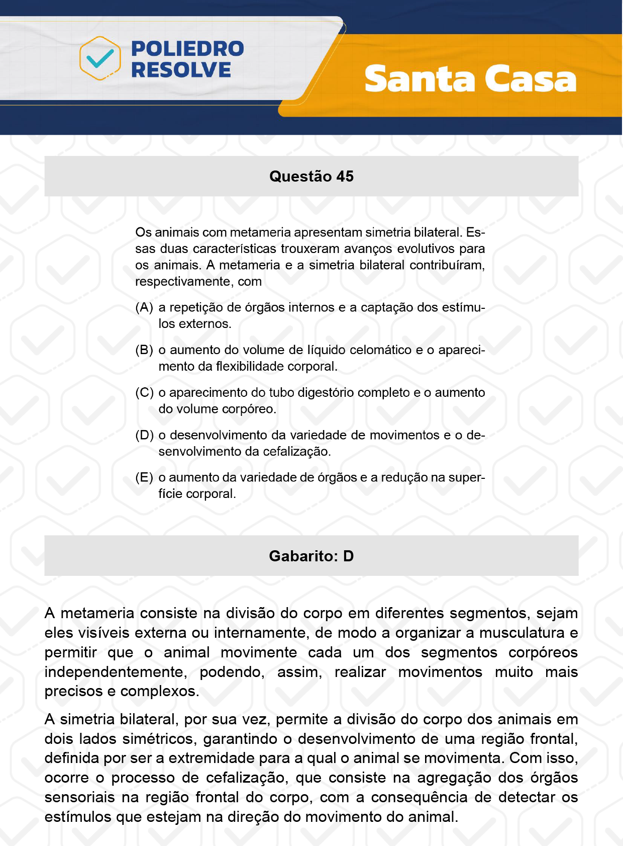 Questão 45 - 1º Dia - SANTA CASA 2024