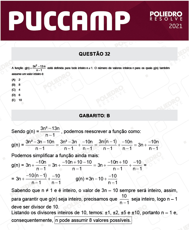 Questão 32 - MEDICINA - PUC-Campinas 2021