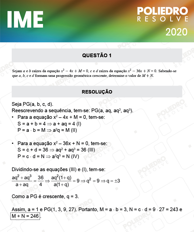 Dissertação 1 - 2ª Fase - Matemática - IME 2020