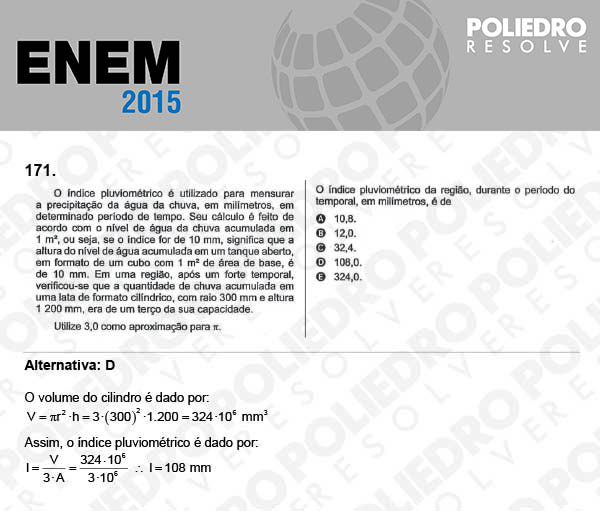 Questão 171 - Domingo (Prova Azul) - ENEM 2015