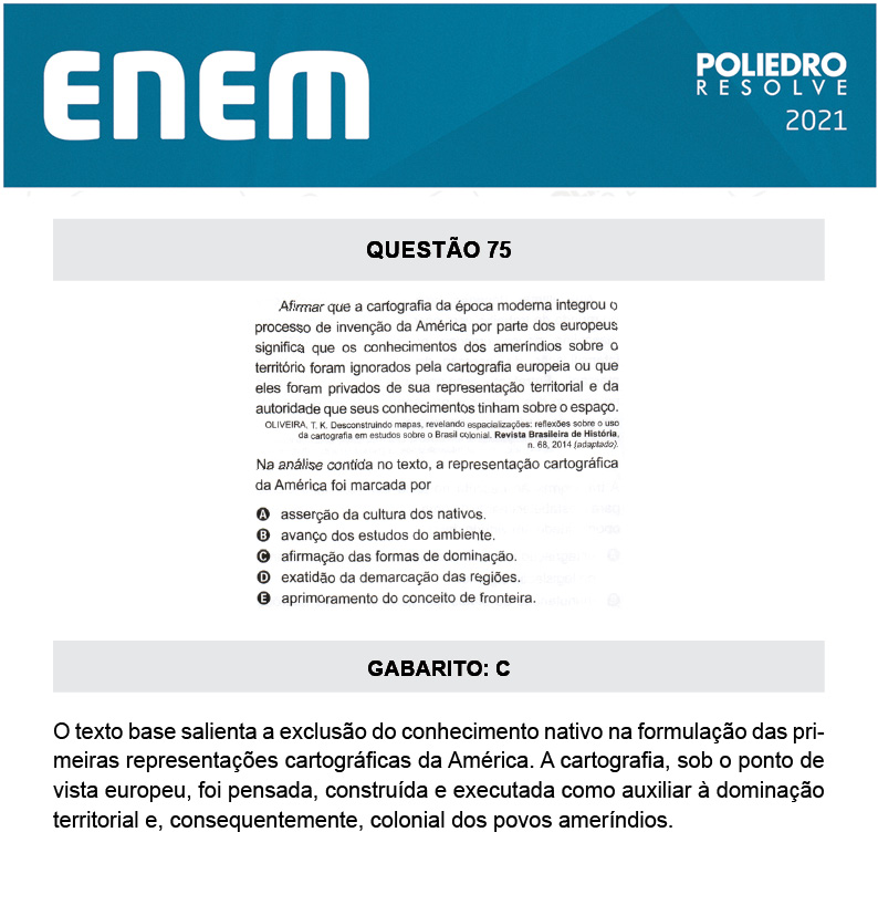 Questão 75 - 1º DIA - Prova Azul - ENEM 2020