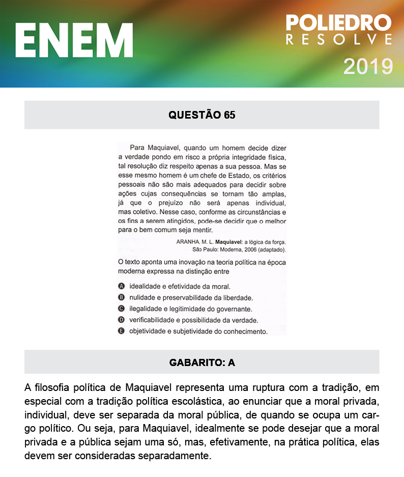 Questão 65 - 1º DIA - PROVA AZUL - ENEM 2019