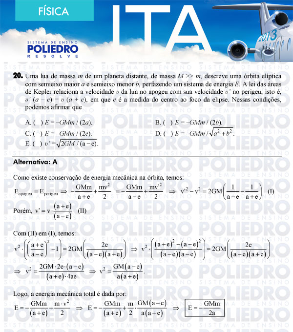 Questão 20 - Física - ITA 2013