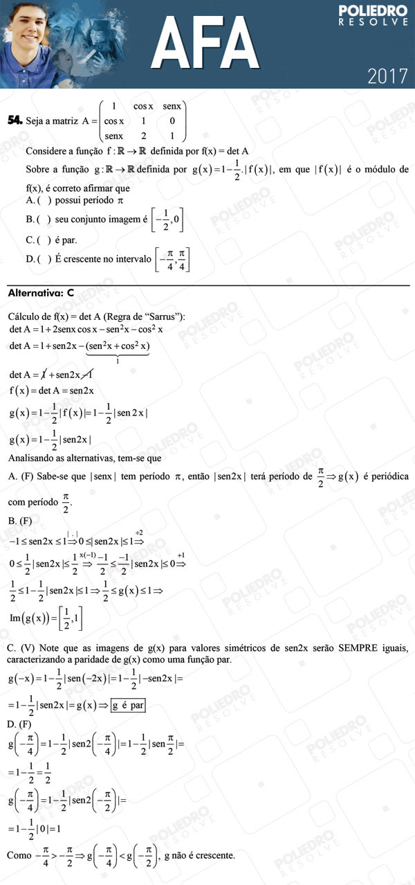 Questão 54 - Prova Modelo B - AFA 2017