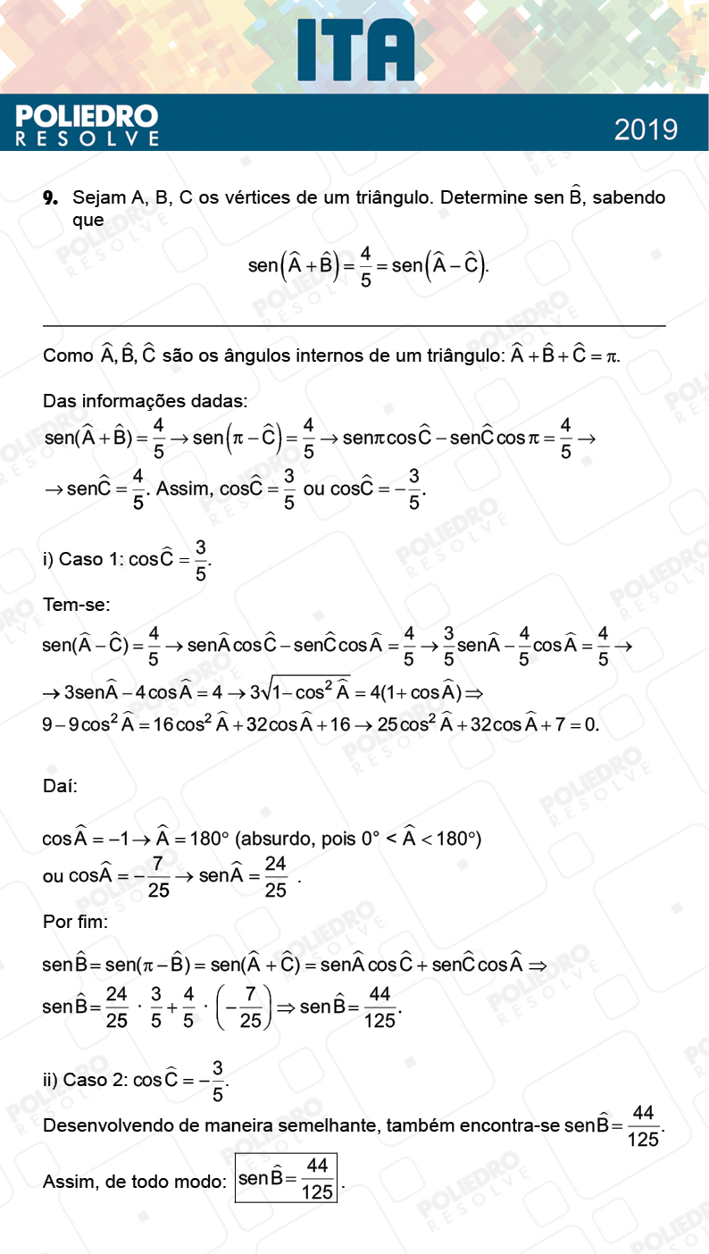 Dissertação 9 - 2ª Fase - 1º Dia - MAT / QUI - ITA 2019