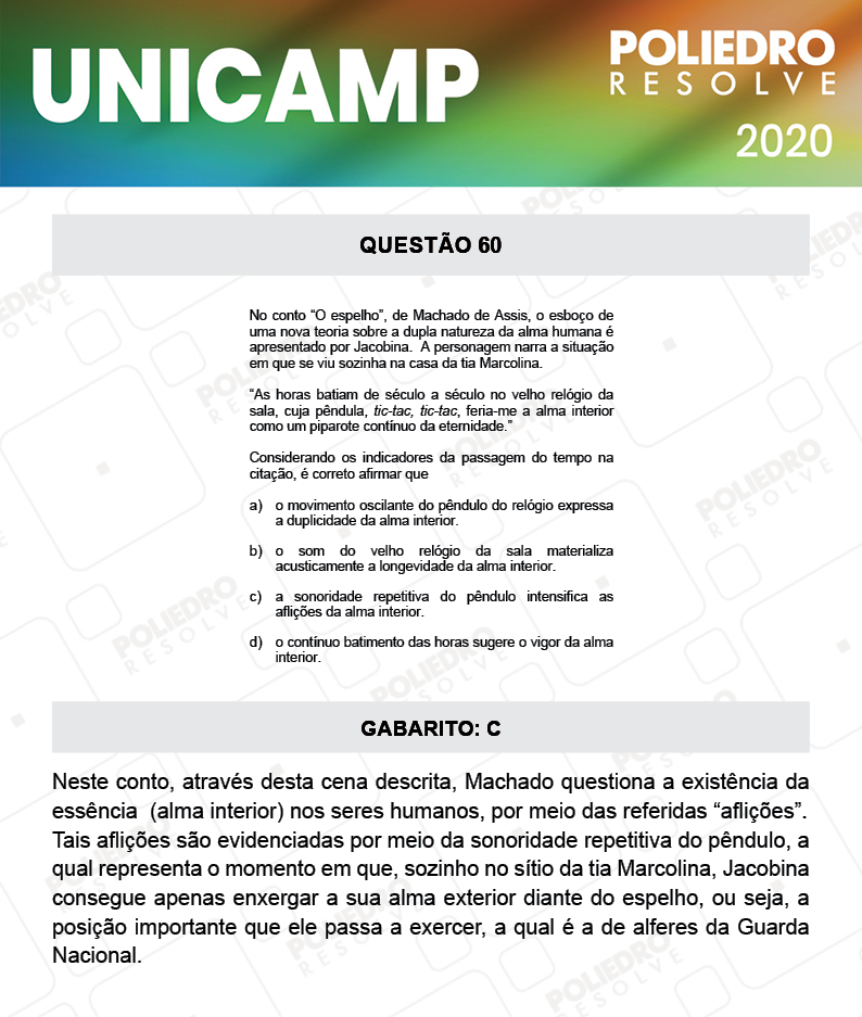 Questão 60 - 1ª Fase - Prova Q e X - UNICAMP 2020