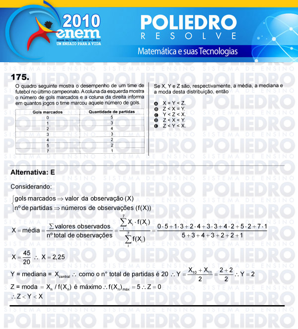 Questão 175 - Domingo (Prova rosa) - ENEM 2010