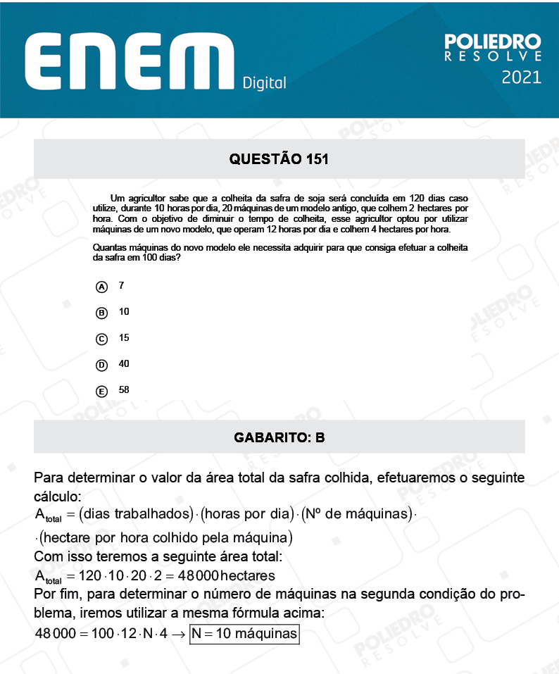 Questão 151 - 2º Dia - Prova Amarela - ENEM DIGITAL 2020