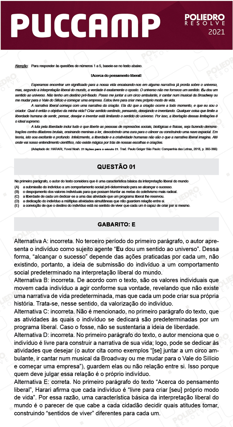 Questão 1 - Direito - PUC-Campinas 2021