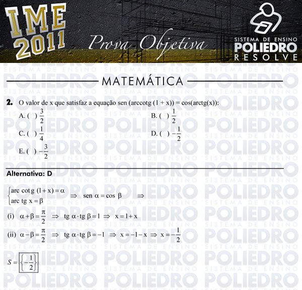 Questão 2 - Objetiva - IME 2011