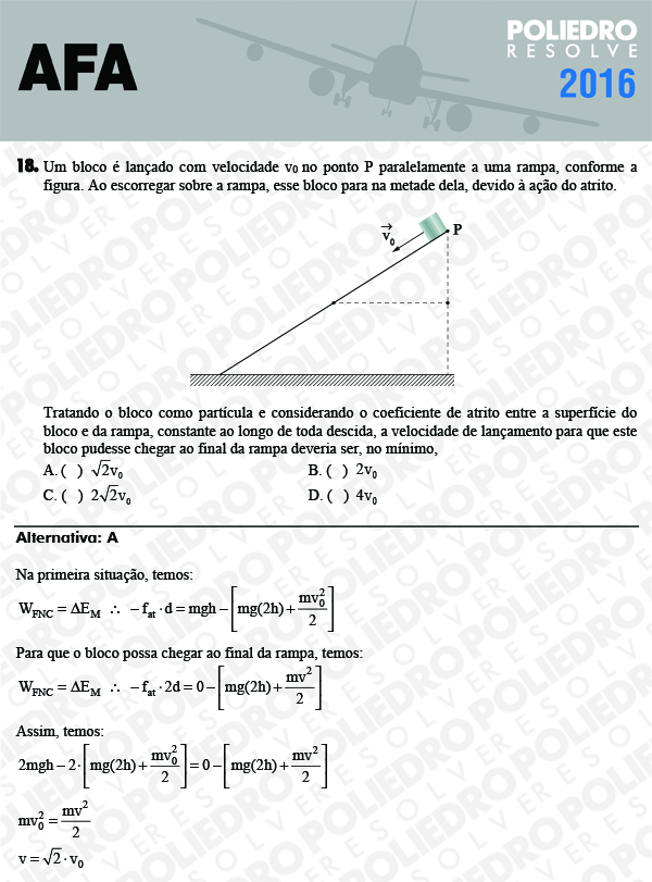 Questão 18 - Prova Modelo C - AFA 2016