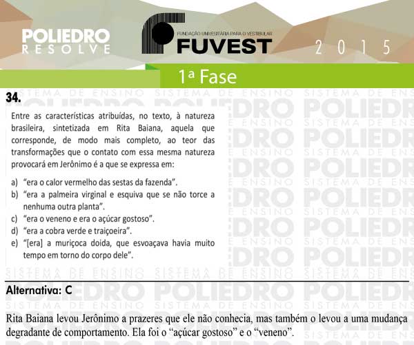 Questão 34 - 1ª Fase - FUVEST 2015