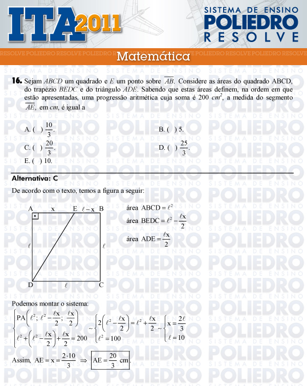 Questão 16 - Matemática - ITA 2011