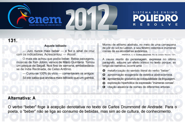 Questão 131 - Domingo (Prova rosa) - ENEM 2012