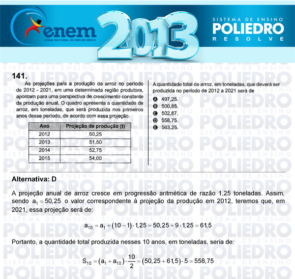 Questão 141 - Domingo (Prova Cinza) - ENEM 2013