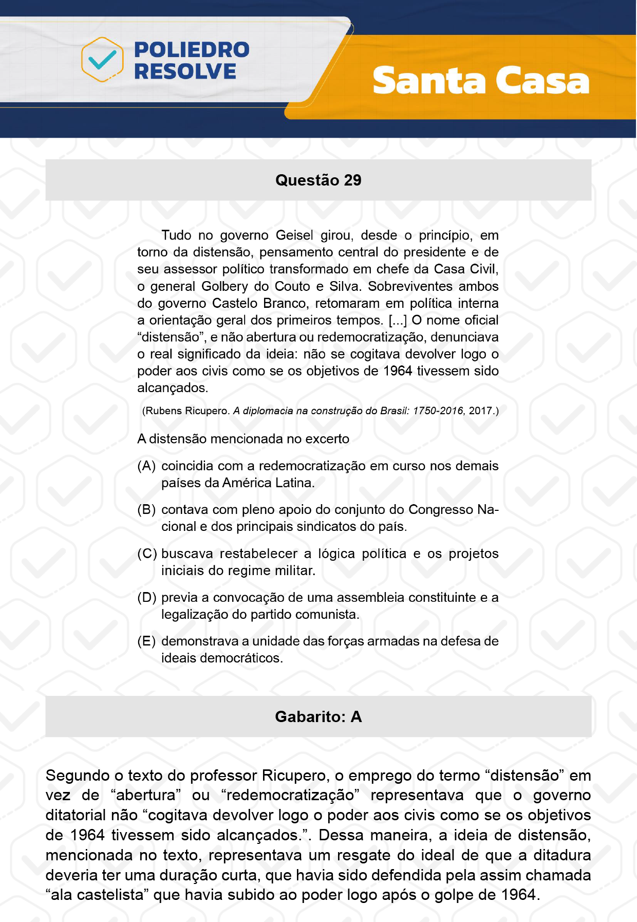 Questão 29 - 1º Dia - SANTA CASA 2024