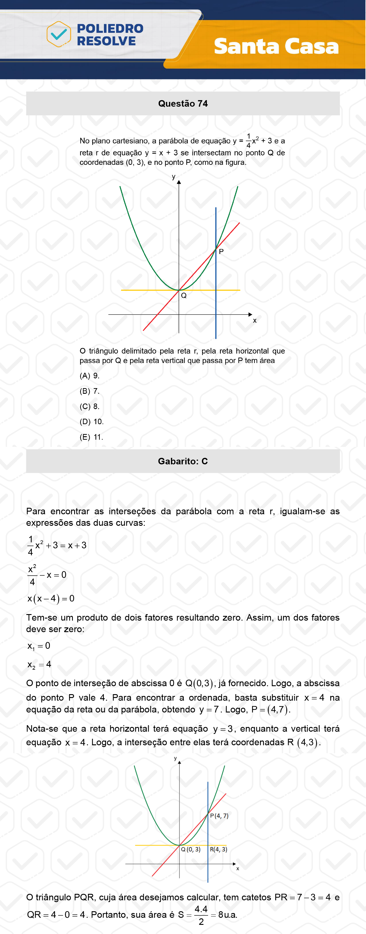 Questão 74 - 1º Dia - SANTA CASA 2024