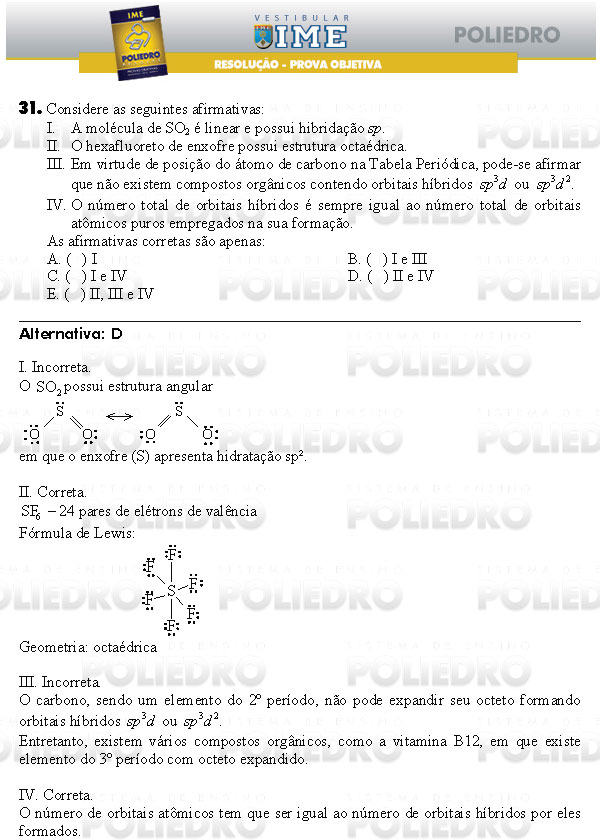 Questão 31 - Objetiva - IME 2009