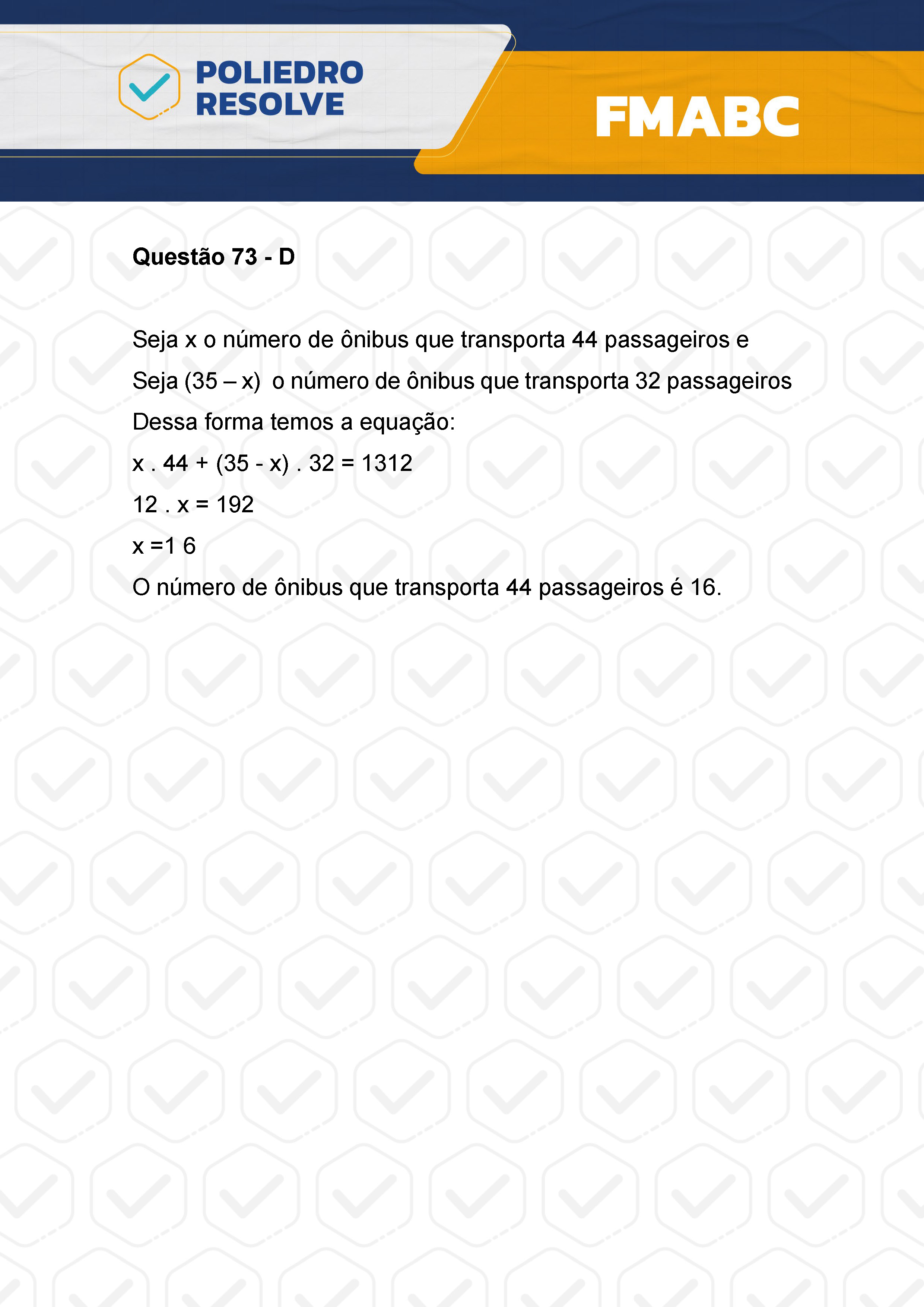 Questão 73 - Fase única - FMABC 2024