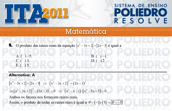 Questão 9 - Matemática - ITA 2011