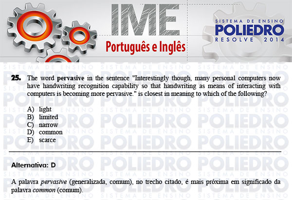 Questão 25 - Português e Inglês - IME 2014