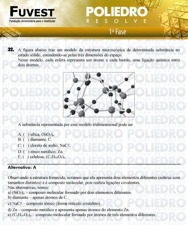 Questão 32 - 1ª Fase - FUVEST 2011
