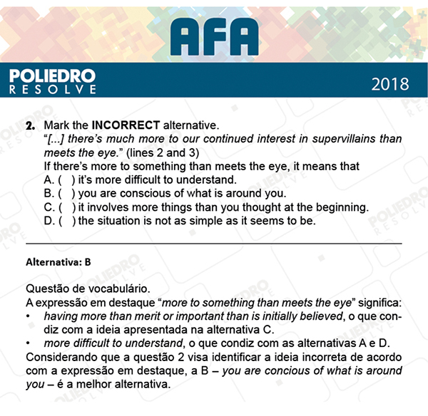 Questão 2 - Prova Modelo B - AFA 2019