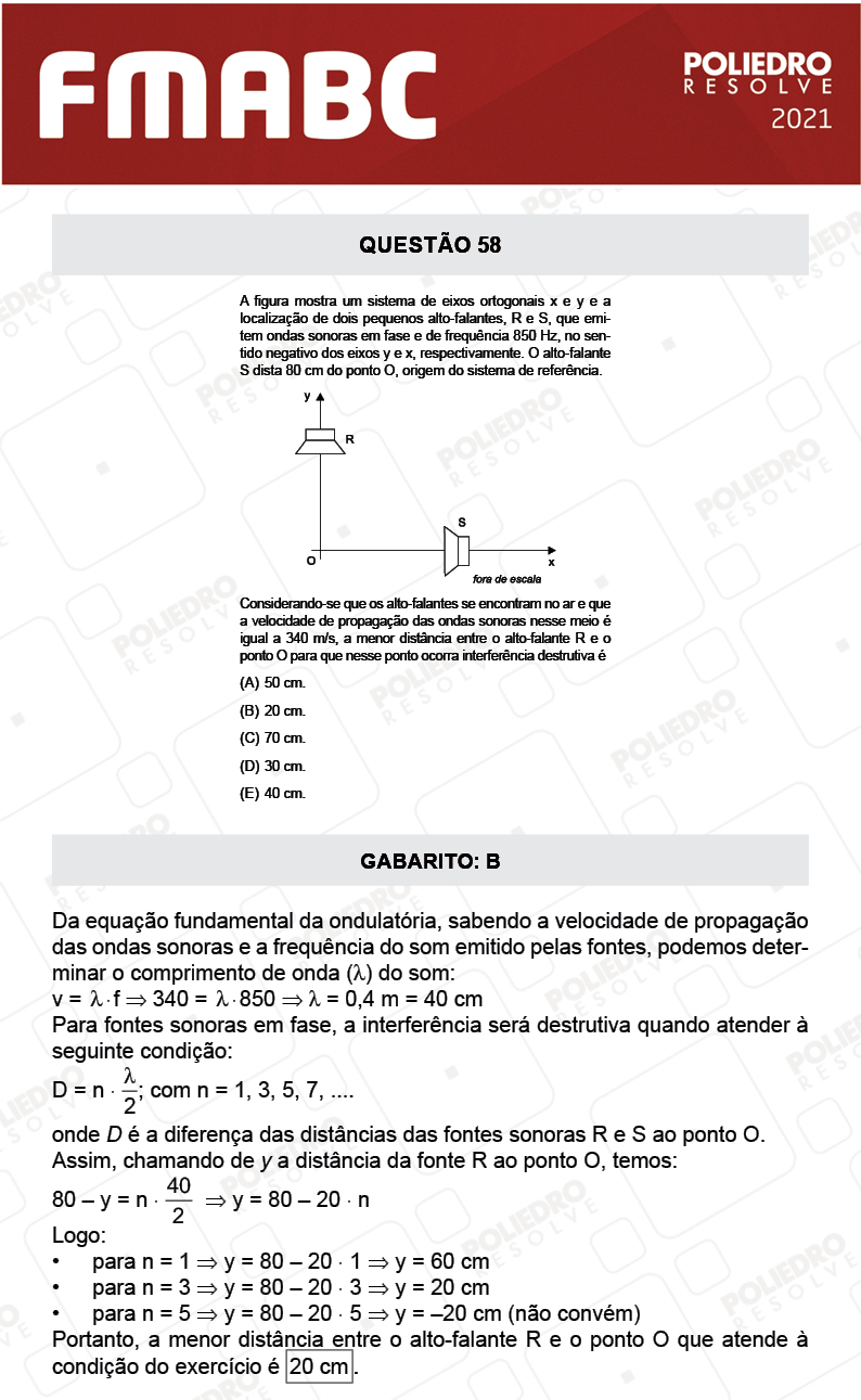 Questão 58 - Fase única - FMABC 2021