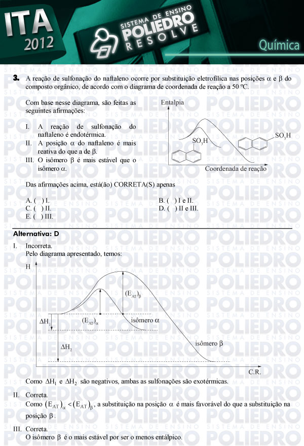 Questão 3 - Química - ITA 2012