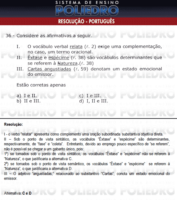 Questão 36 - Física e Português - AFA 2010