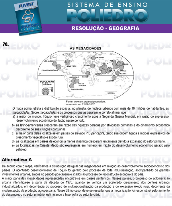 Questão 70 - 1ª Fase - FUVEST 2008