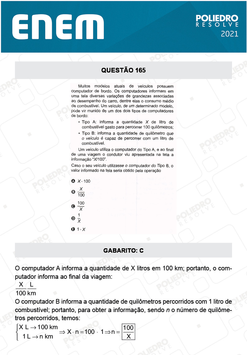 Questão 165 - 2º Dia - Prova Rosa - ENEM 2020